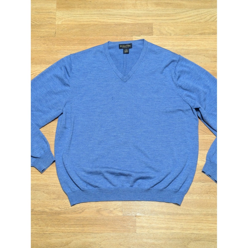 Brooks Brothers‎ Men's Long Sleeve V-neck Pullover Merino Wool Blend Sweater, XL